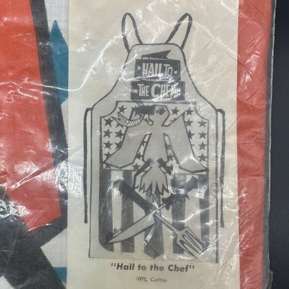 Vintage Apron Hail To The Chef Barbecue Original Packaging USA Parvin Kitschy - Picture 4 of 11